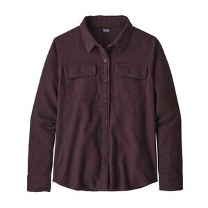 Patagonia Button Front Shirt Maroon Organic Cotton Twill Long Sleeve Workwear L